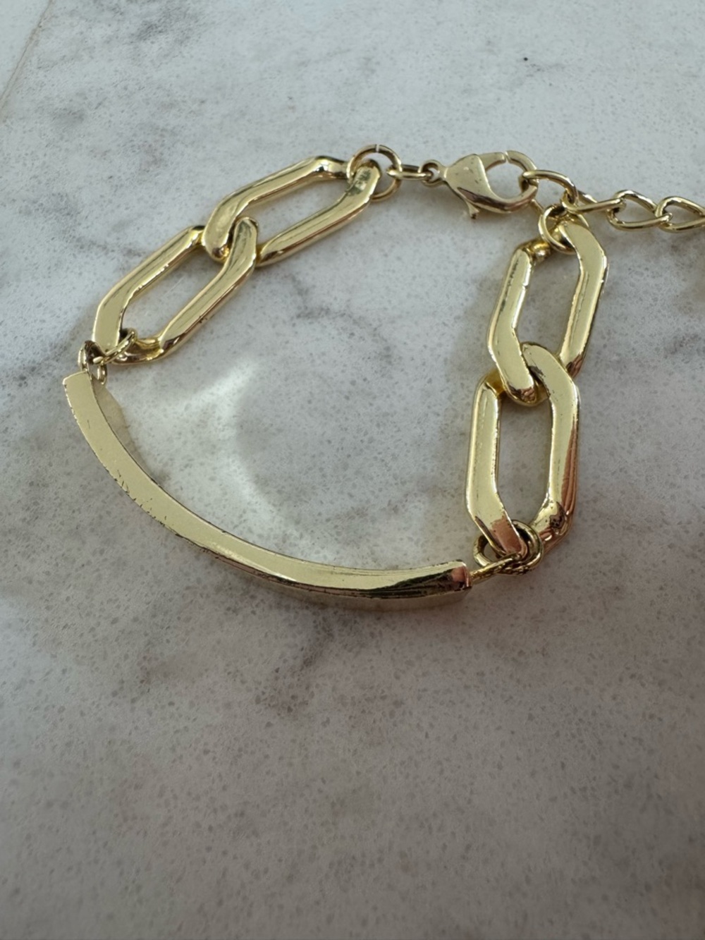 Uncommon James Chain and Bar Bracelet Gold Plated Paperclip Chain